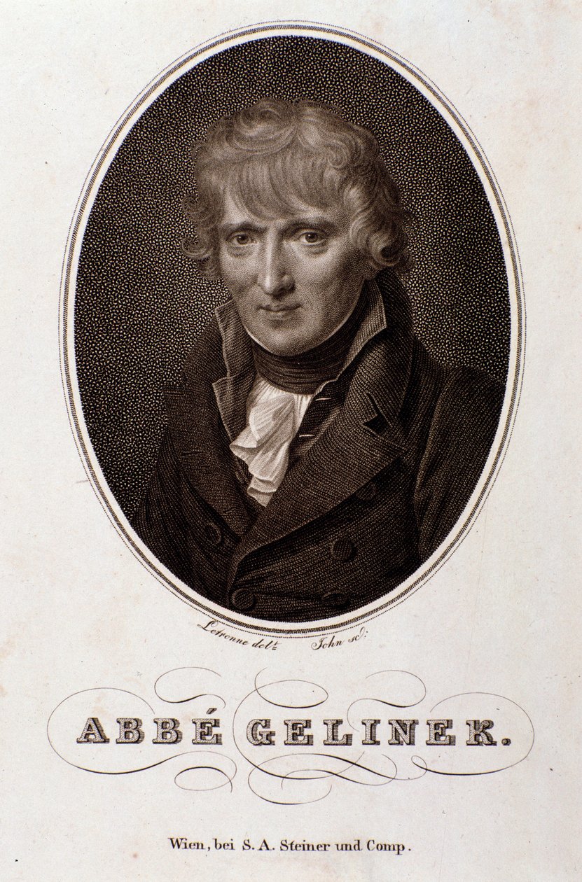 Josef Gelinek (Joseph) (1758-1825) 奥地利钢琴家、作曲家和神学家的肖像雕刻。 19 世纪。 博洛尼亚，公民音乐博物馆 作者 未知艺术家