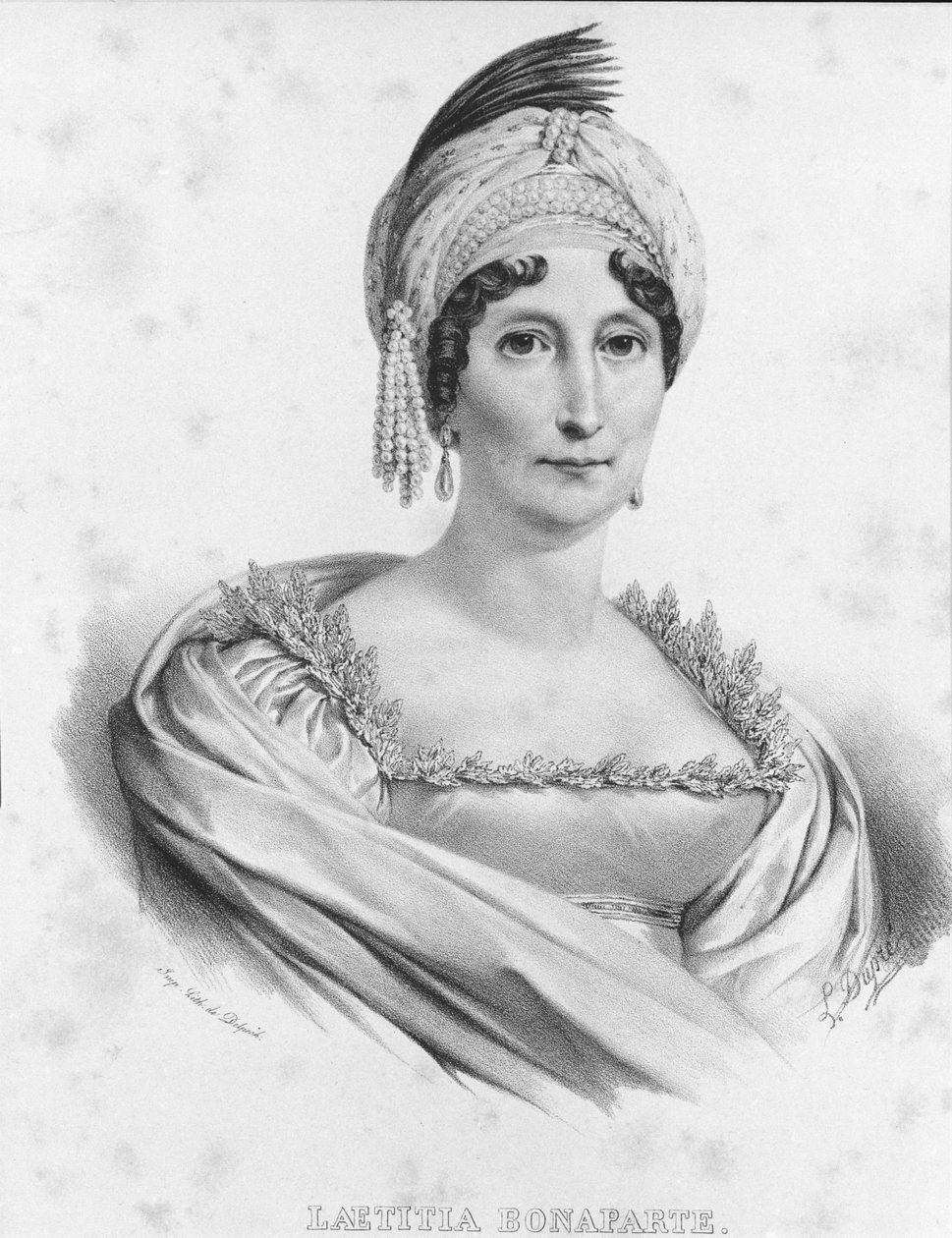 拿破仑一世的母亲莱蒂西亚-波拿巴（Letizia Maria Ramolino）（1750-1836）的肖像，19世纪的版画 作者 未知艺术家
