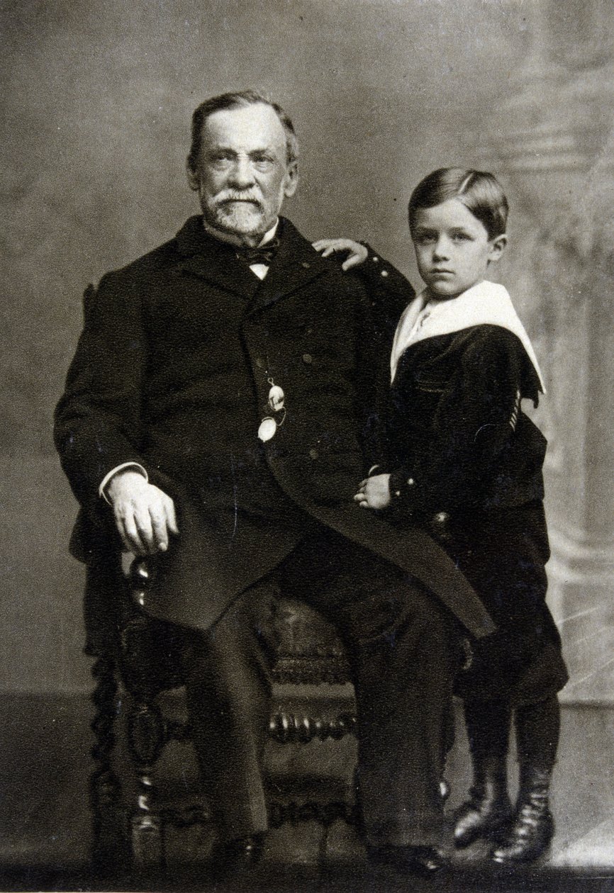 Portrait of Louis Pasteur (1822 - 1895) and his grandson Louis Pasteur Vallery - Radot in 1893. 作者 未知艺术家