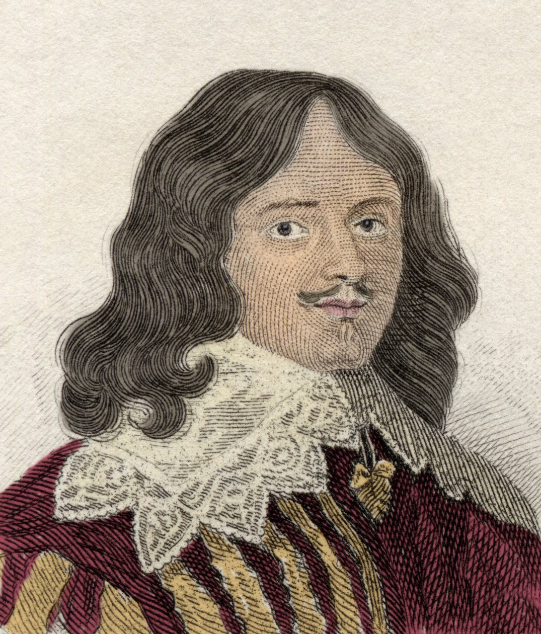 Lucius Cary（大约 1610-1643 年）的肖像，第二代福克兰子爵，政治家、军事家和英国作家。 19 世纪的雕刻。 作者 未知艺术家