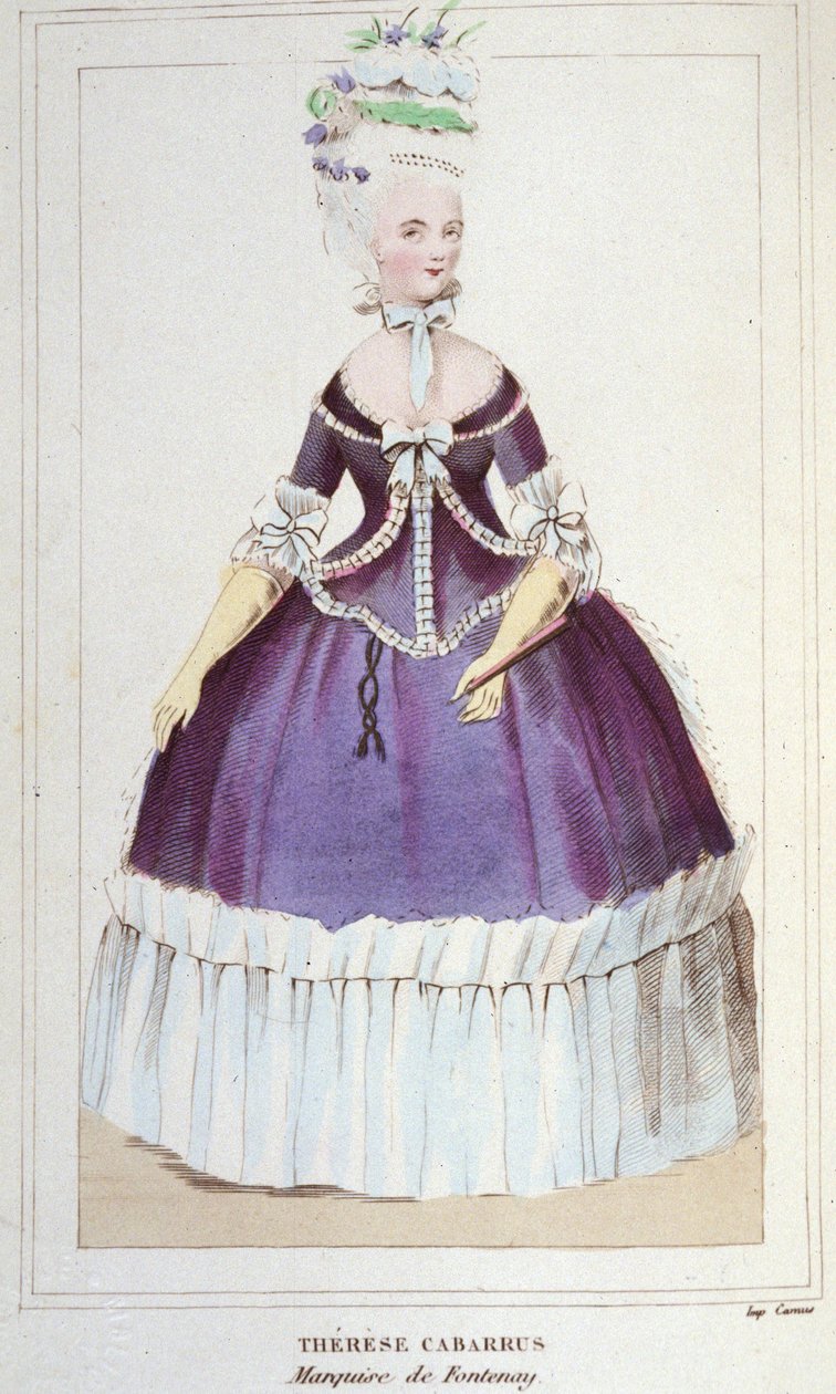 Mademoiselle de Fontenay 或 Teresa (Theresa 或 Terezia) Cabarrus 的肖像，被称为 Madame Tallien (Talien) (1773-1835)，Marquise de Fontenay。 雕刻 1830 作者 未知艺术家