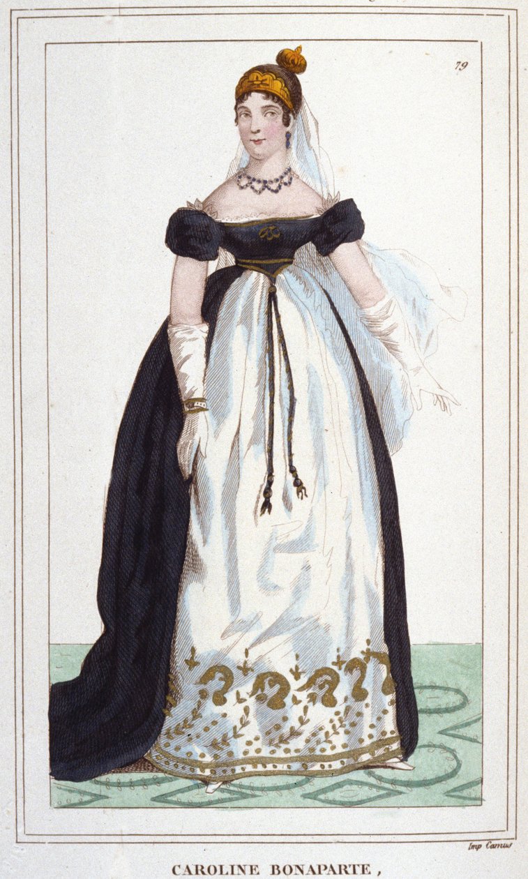 Marie-Annonciade 的肖像，被称为 Caroline Bonaparte（1782-1839），那不勒斯女王穆拉特公主。 1830 年的雕刻 作者 未知艺术家