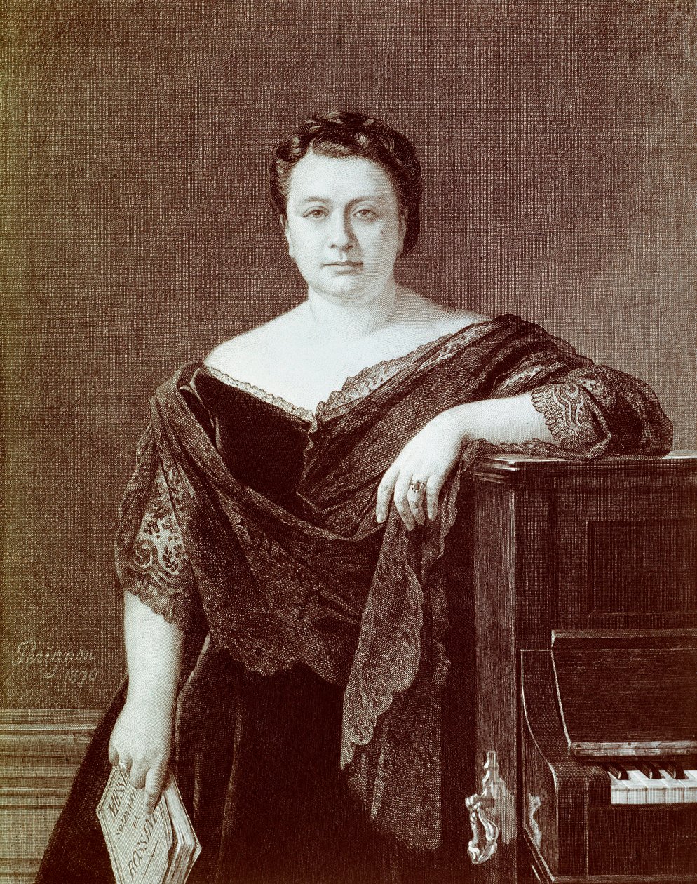 意大利女低音歌手玛丽埃塔·阿尔博尼 (Marietta Alboni) (1826-1894) 的肖像。 雕刻 19 世纪私人收藏 作者 未知艺术家