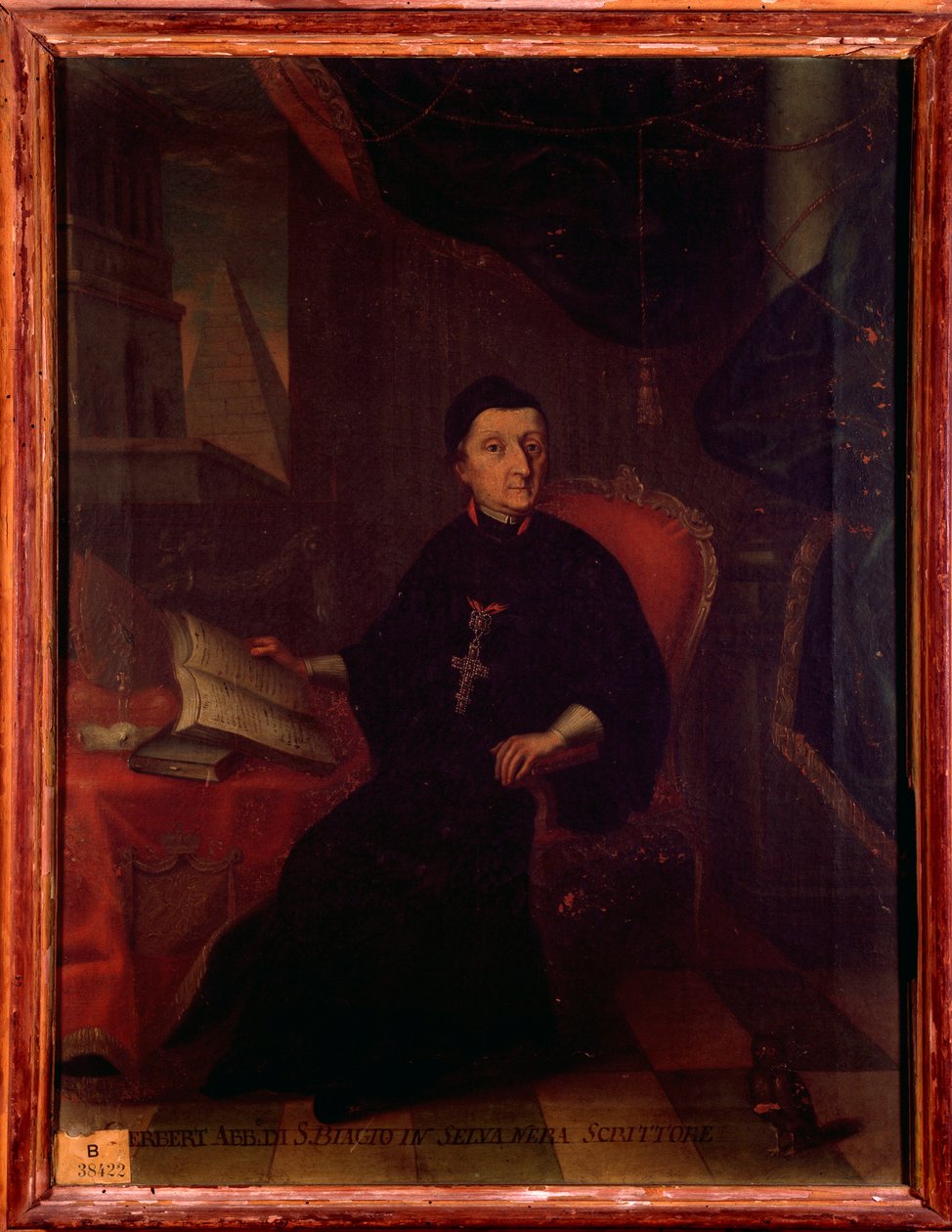 马丁·格伯特·冯·霍瑙 (Martin Gerbert von Hornau) 的肖像 (1720-1793) 德国神学家、历史学家和音乐作家 匿名绘画。 18世纪。 博洛尼亚，公民博物馆书目音乐剧。 作者 未知艺术家