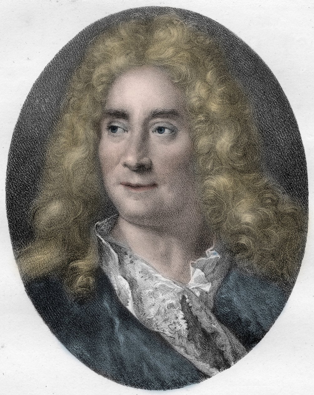 英国演员和剧作家Michel Boyron（米歇尔-男爵）的肖像（1653-1729）--雕版画 作者 未知艺术家