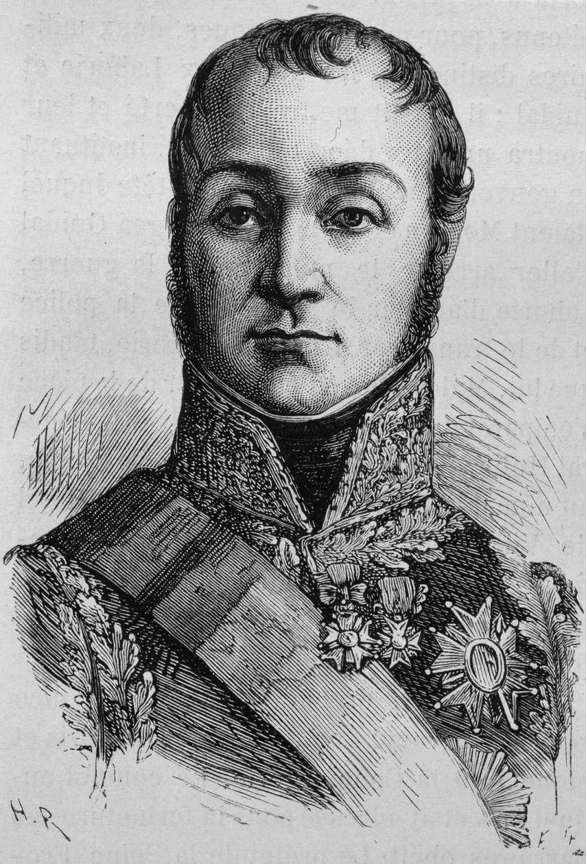 尼古拉-乌迪诺，雷焦公爵（1767 - 1847）的肖像。19世纪末的雕版画，载于H.马丁的《法国史》。 作者 未知艺术家