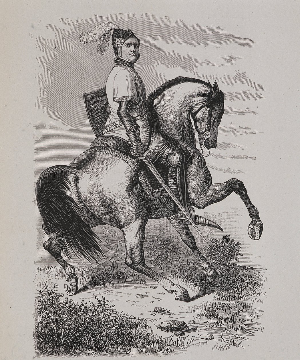 Olivier V de Clisson（1336-1407）（屠夫）在马背上的肖像，基于凡尔赛博物馆的一幅画 作者 未知艺术家
