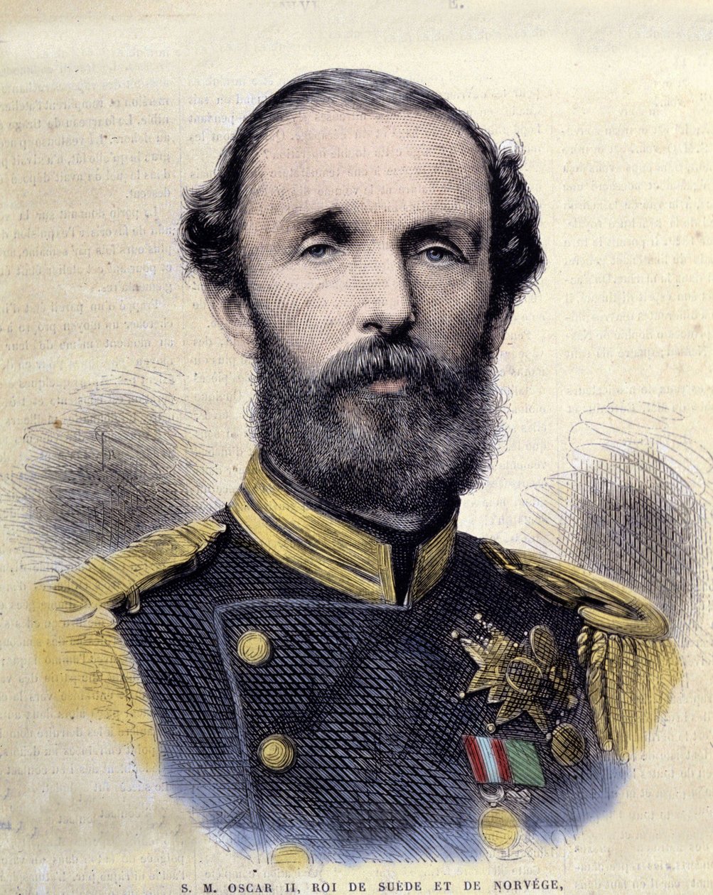 瑞典和挪威国王奥斯卡二世（1829-1907）的画像。 作者 未知艺术家