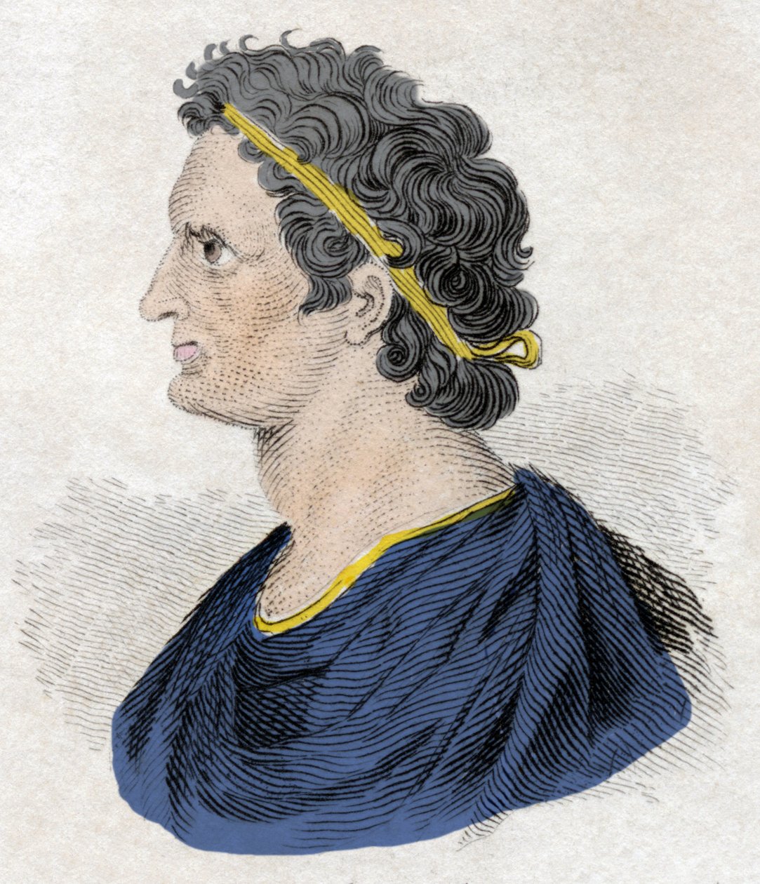 Portrait of Pharaoh Ptolemee II Philadelphus (Ptolemy II Philadelphus) (ca. 309-246 BC). Engraving of the 19th century. 作者 未知艺术家