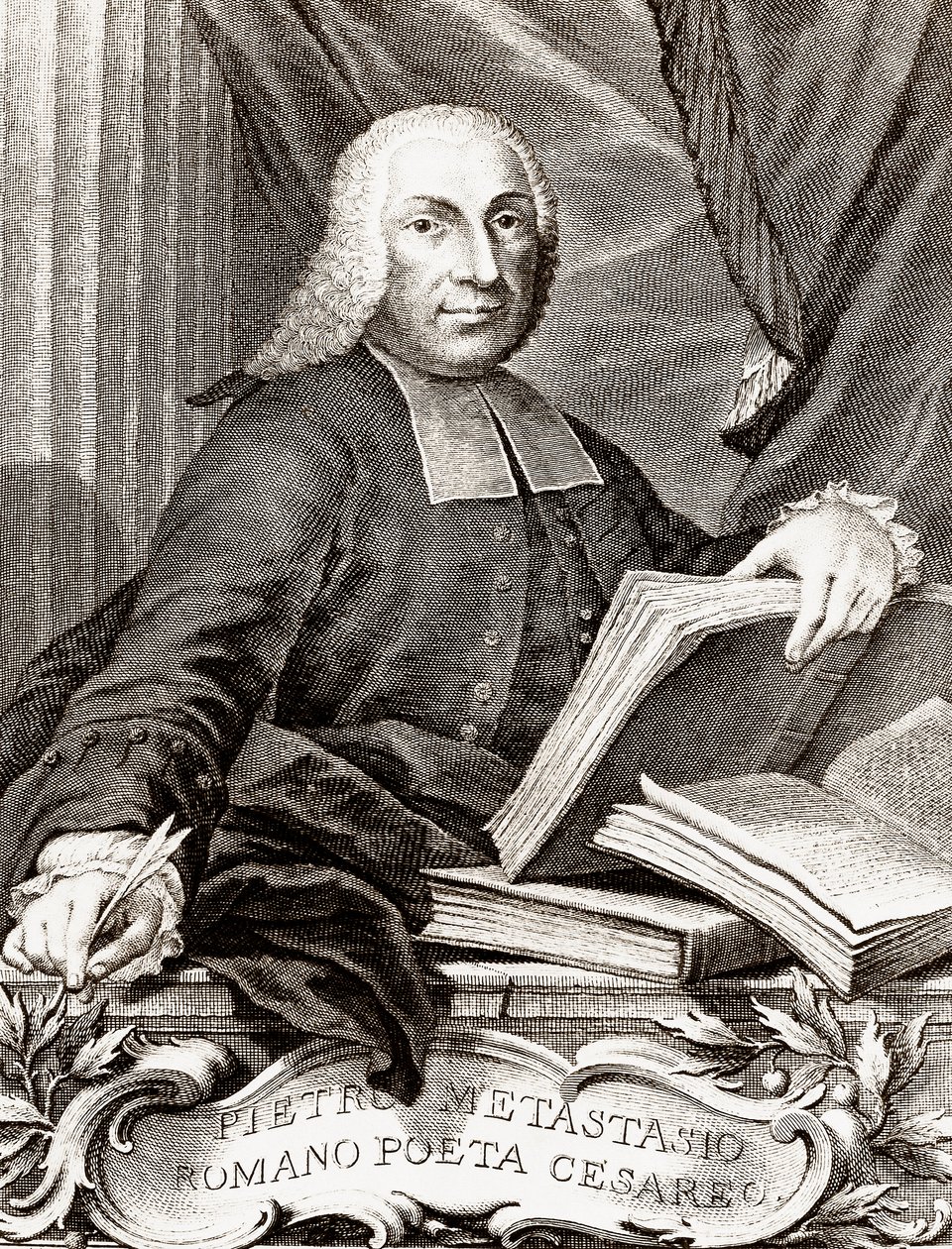 皮特罗-特拉帕西（Pietro Trapassi）的肖像，称为皮特罗-梅塔斯蒂奥（Metastase）（1698-1782）意大利诗人和编剧。 作者 未知艺术家