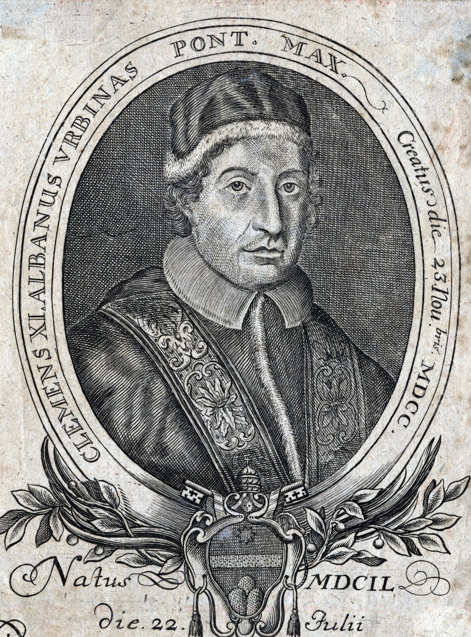 教皇克莱门特十一世（Gianfrancesco Albani）（1649 - 1721）的肖像，第241位教皇。18世纪的雕版画 作者 未知艺术家