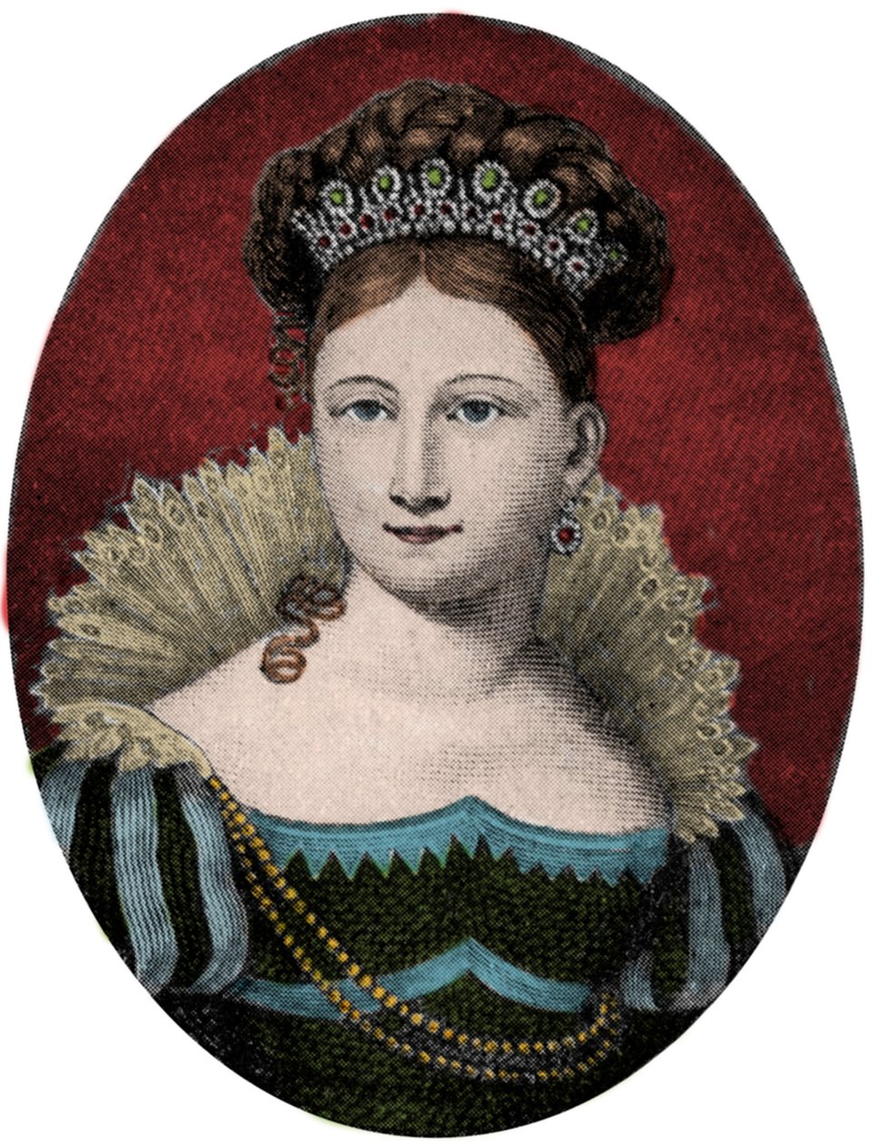 萨克森-哥达-阿尔滕堡 (Saxony Gotha-Altenburg) (1800-1831) 的路易丝公主 (Luise) 肖像。 19 世纪的雕刻 作者 未知艺术家
