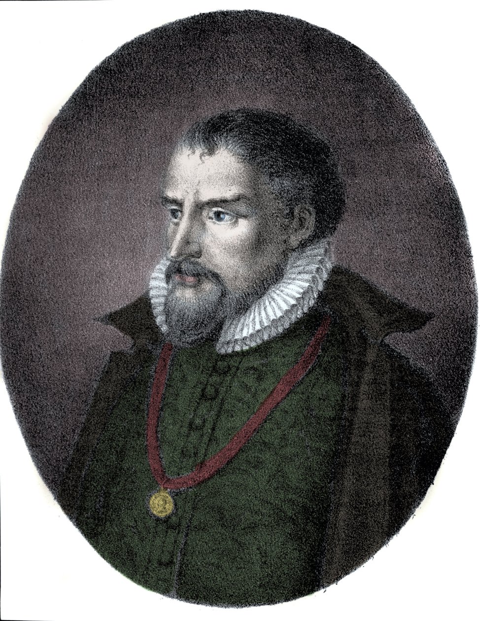 Roland de Lassus（奥兰多斯或奥兰多迪拉索，大约 1531-1594 年）的肖像，佛兰德-佛兰德作曲家。 作者 未知艺术家