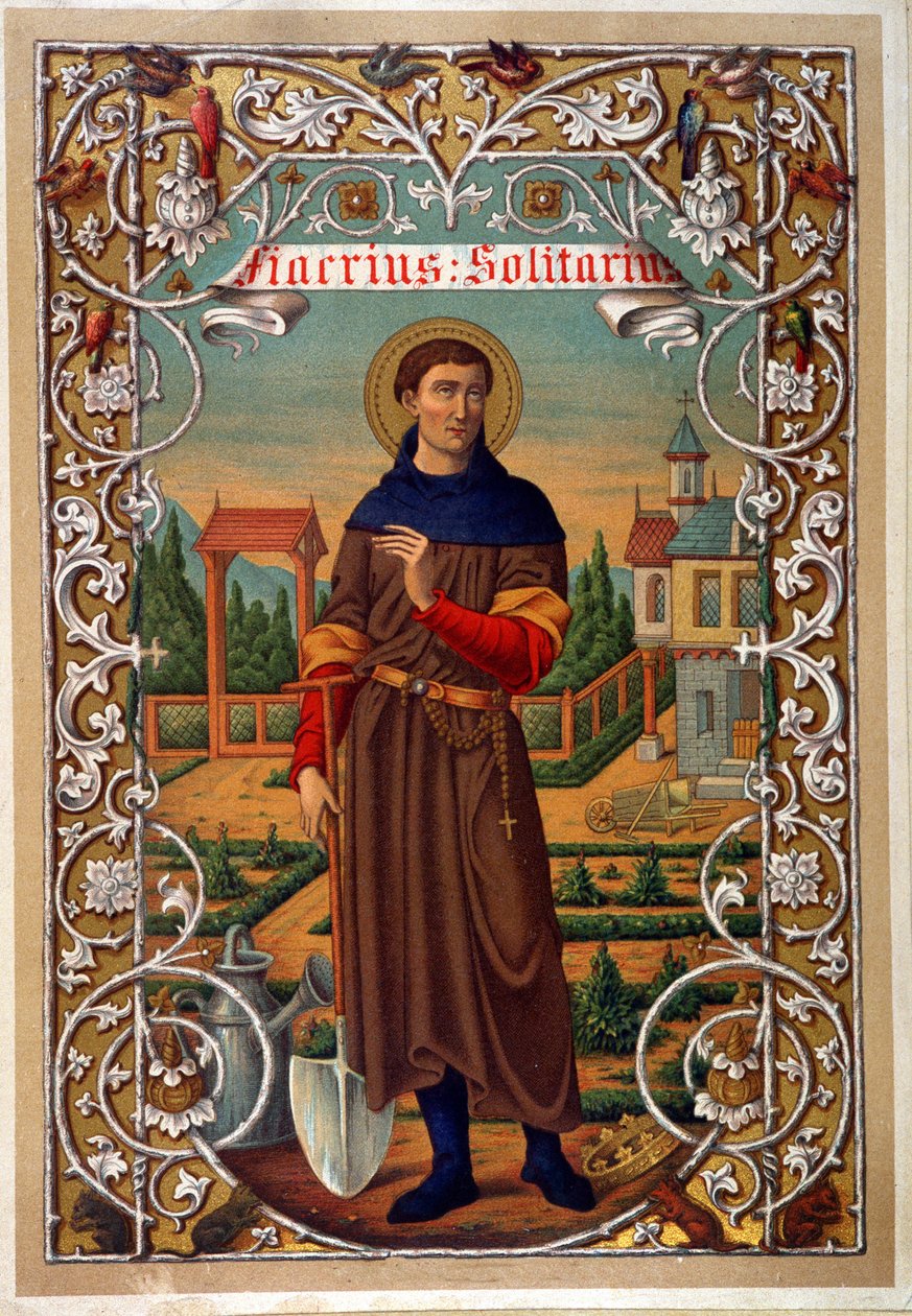 Portrait of Saint Fiacre (gardener, hermitage near Meaux), book n.d. 19th century. 作者 未知艺术家