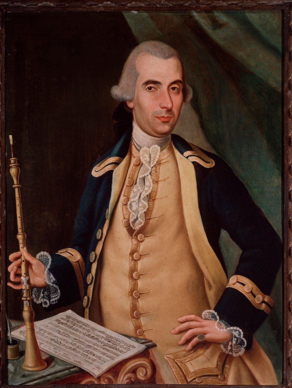 Sante Aguilar (c. 1734-1808) 意大利双簧管匿名绘画的肖像。 18 世纪博洛尼亚市民书目博物馆 作者 未知艺术家