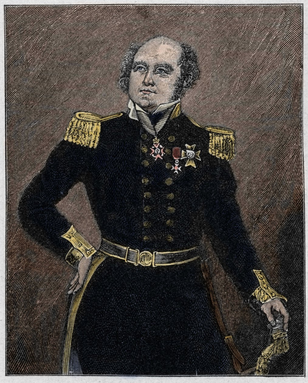 约翰富兰克林爵士 (1786-1847) 海军军官和英国探险家的肖像。 作者 未知艺术家