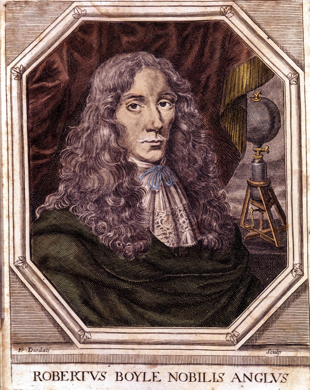 罗伯特·博伊尔爵士 (1627-1691) 的肖像，英国-爱尔兰物理学家和化学家。 作者 未知艺术家