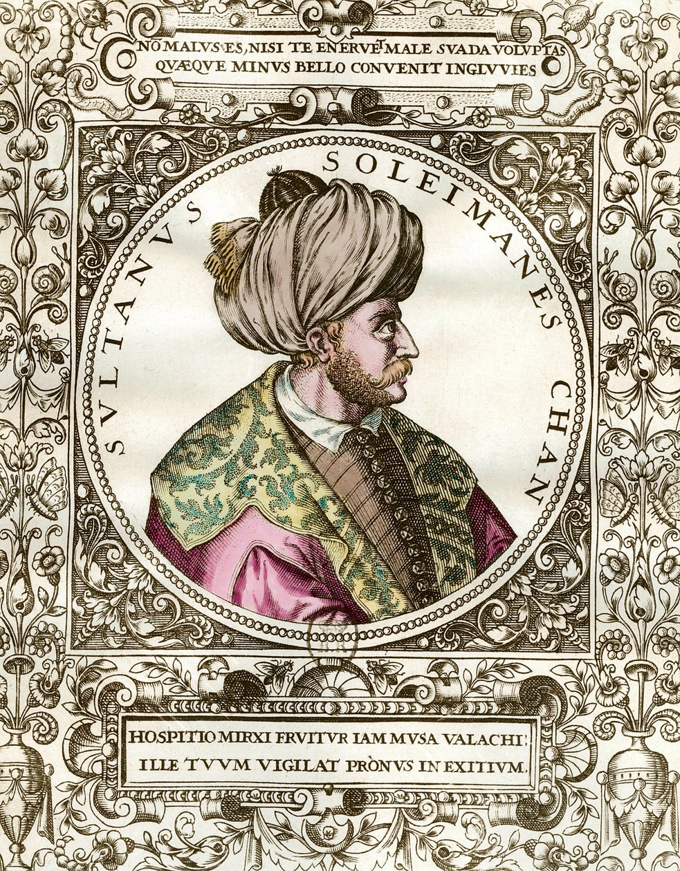 Soliman the Magnificent (1494 - 1566) 苏丹奥斯曼帝国的肖像。 16 世纪的雕刻。 私人收藏。 作者 未知艺术家