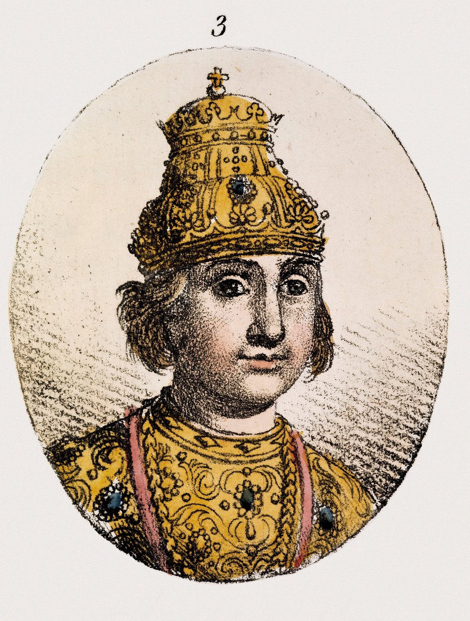 Theodore Fyodor II Borisovich Godunov 的肖像（彩色雕刻） 作者 未知艺术家