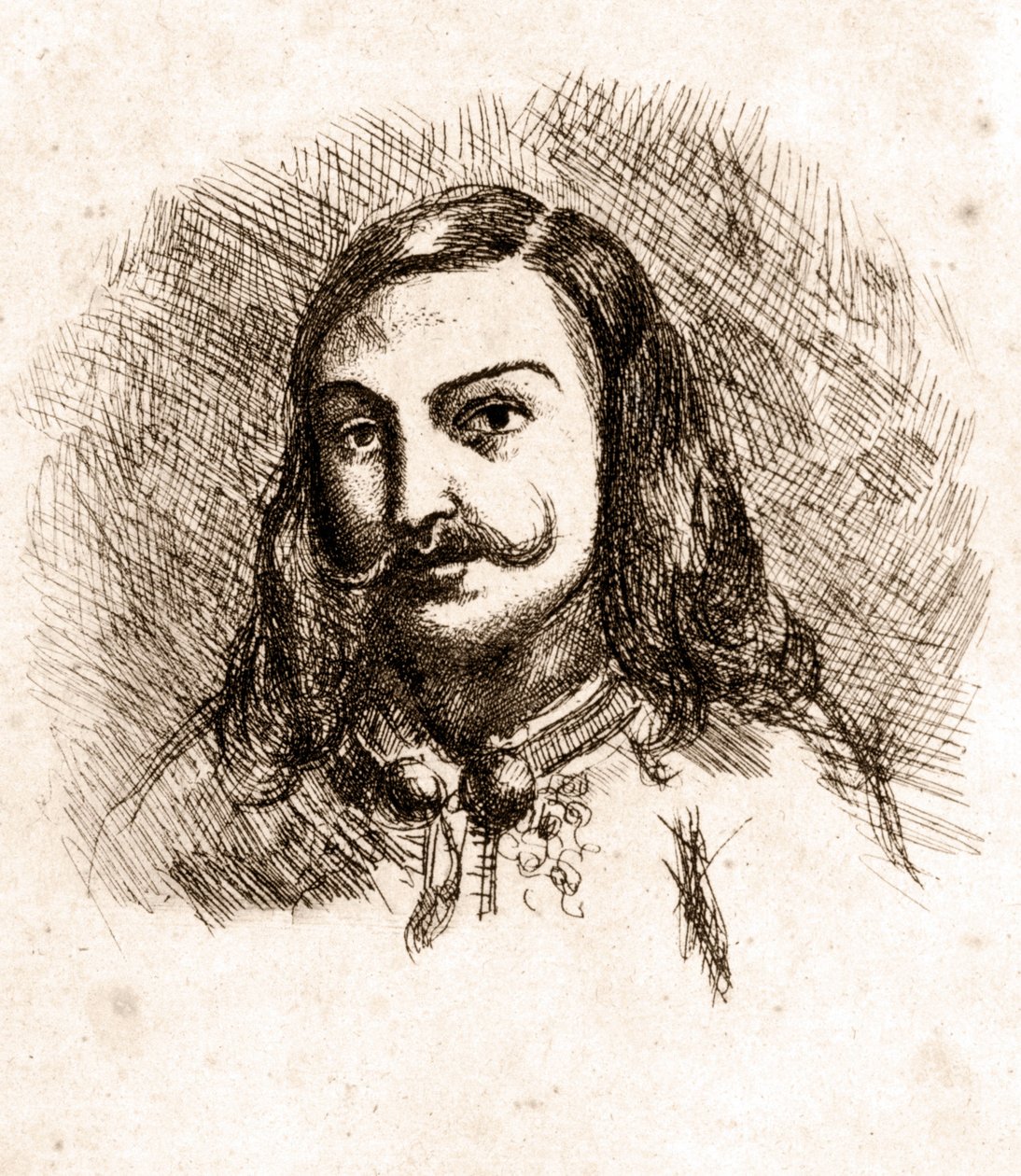 Portrait of Théophile Gautier. Drawing. 19th century. 作者 未知艺术家