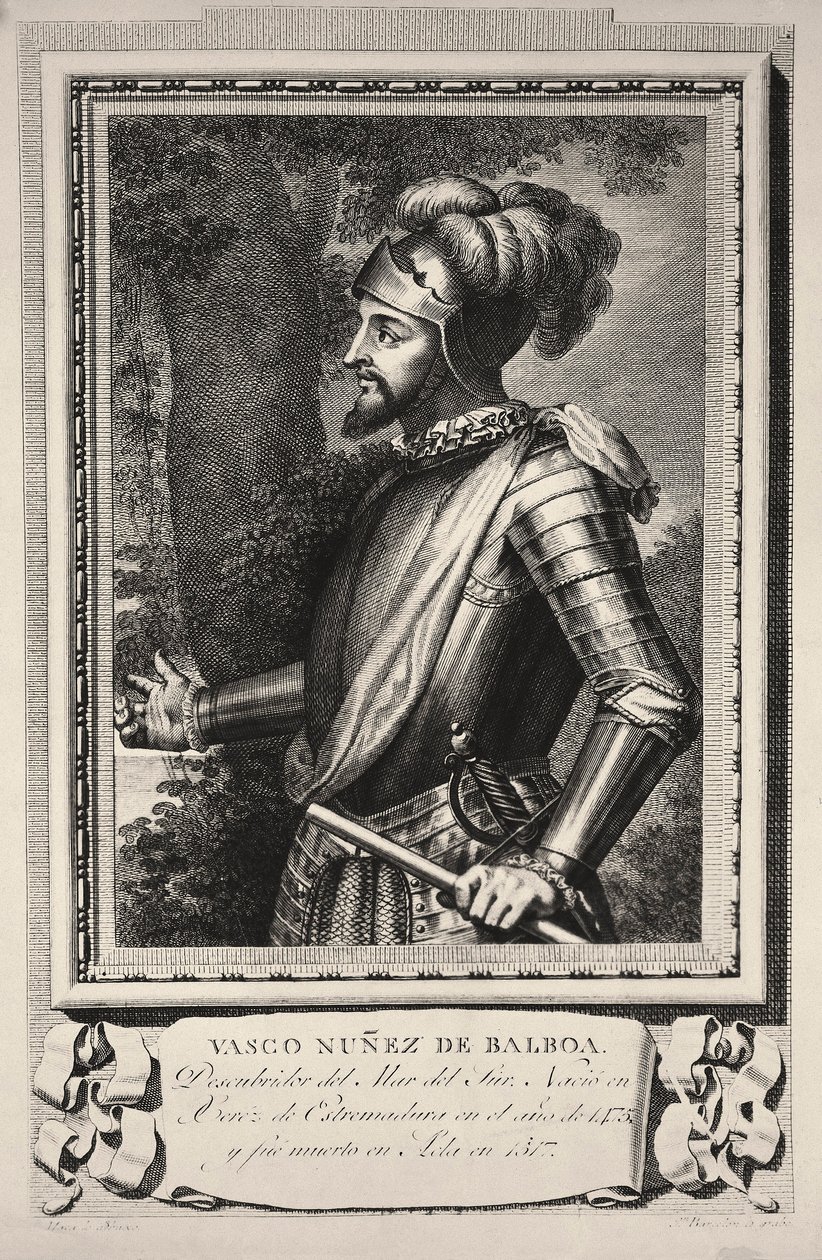 Portrait of Vasco Nunez de Balboa (engraving) 作者 未知艺术家
