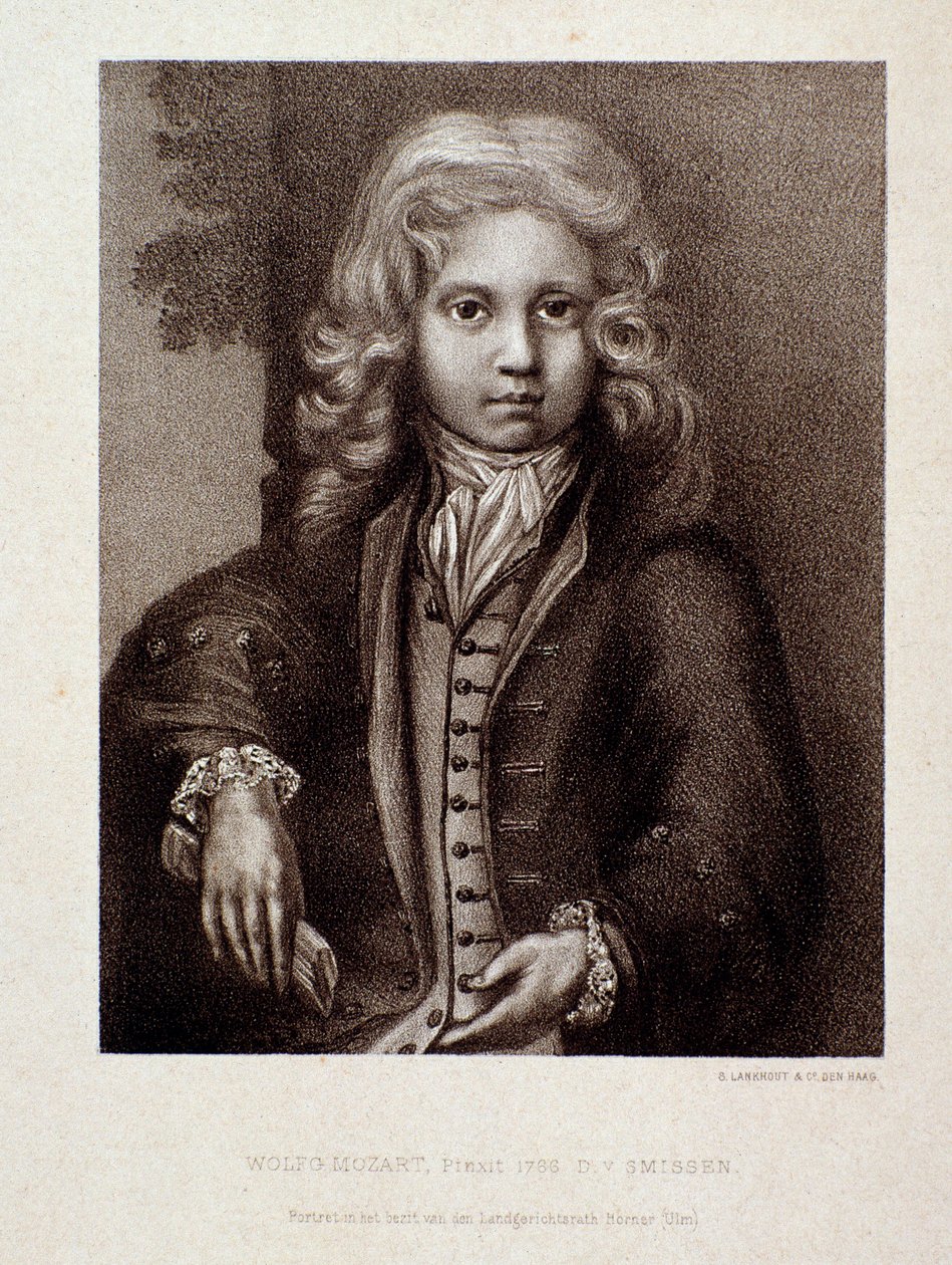 沃尔夫冈·阿玛多伊斯·莫扎特 (Wolfgang Amadeus Mozart) 孩提时的肖像（版画） 作者 未知艺术家