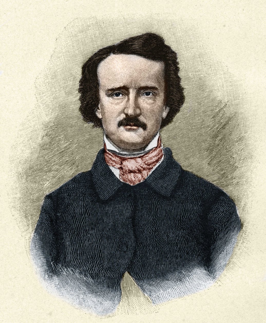 美国作家埃德加-爱伦-坡（1809 - 1849）的画像。 作者 未知艺术家