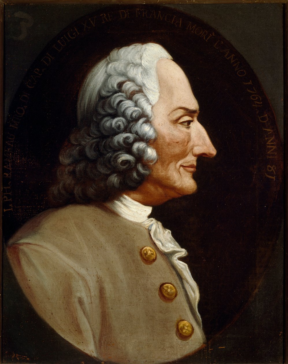 法国作曲家让·菲利普 (Jean-Philippe) Rameau (1683-1764) 的肖像 18 世纪的匿名绘画。 博洛尼亚市政博物馆图书馆音乐剧 作者 未知艺术家