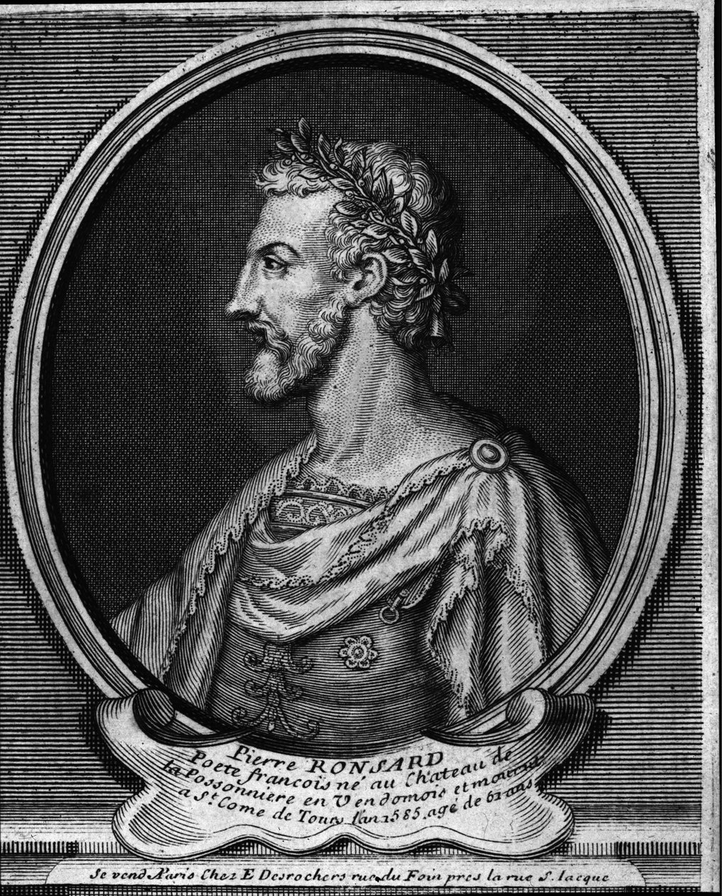 法国诗人 Pierre de Ronsard (1524-1585) 的肖像 18 世纪的雕刻 作者 未知艺术家