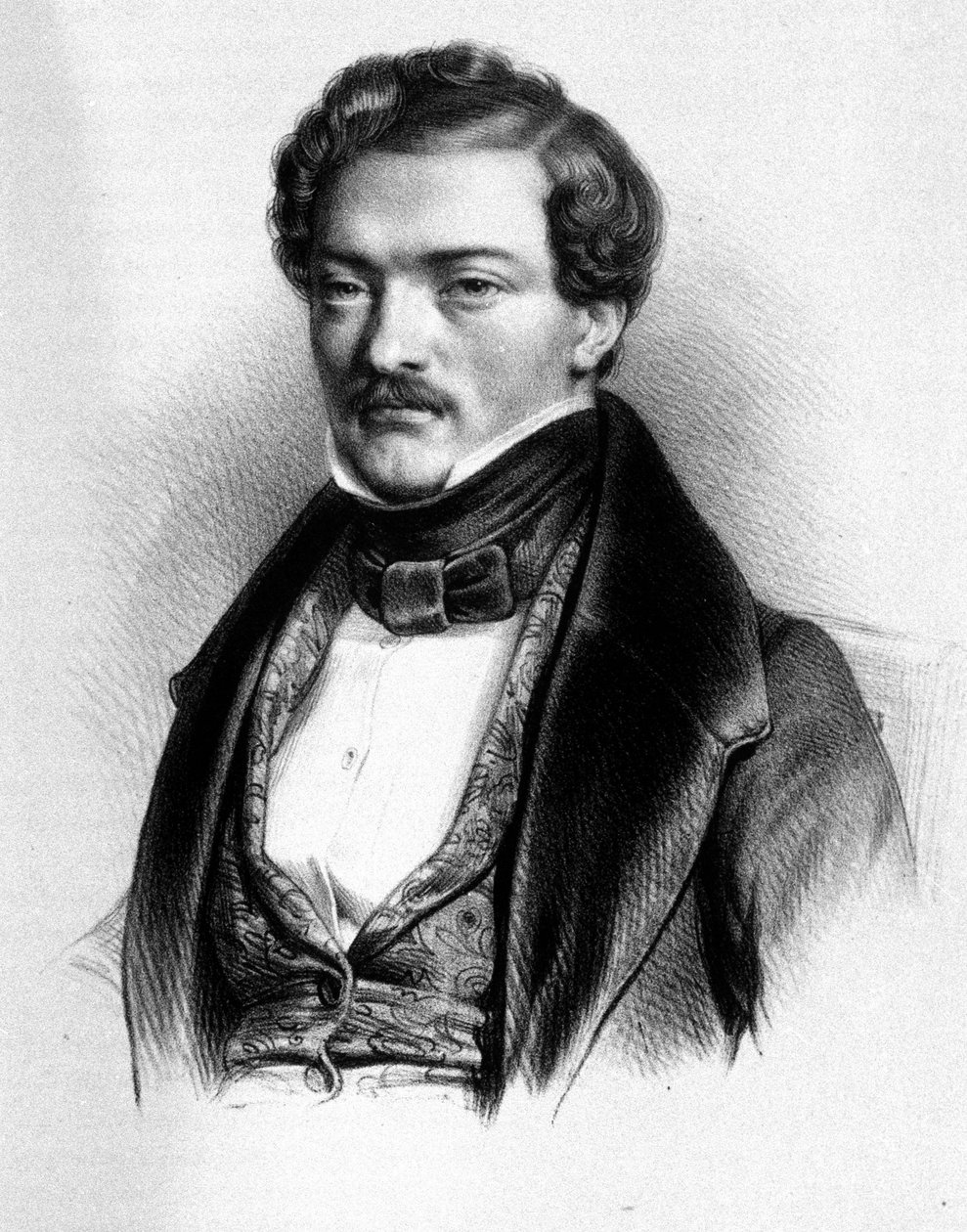 法国男高音吉尔伯特-路易斯·杜普雷斯 (1806 - 1896) 的肖像。 作者 未知艺术家