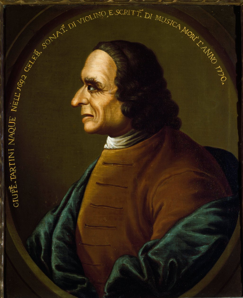 意大利作曲家和小提琴家朱塞佩·塔蒂尼 (Giuseppe Tartini) (1692-1770) 的肖像 18 世纪的匿名绘画。 Bologna Civico Museo Bibliografico Musicale - 意大利作曲家和小提琴家 Giuseppe Tartini (1692-1770) 的肖像。 匿名绘画 作者 未知艺术家