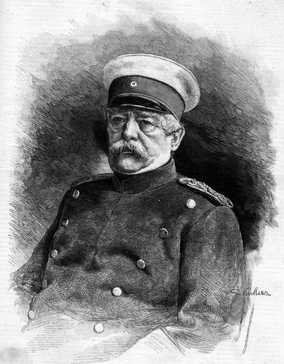俾斯麦王子的肖像（1815-1898）。 作者 未知艺术家