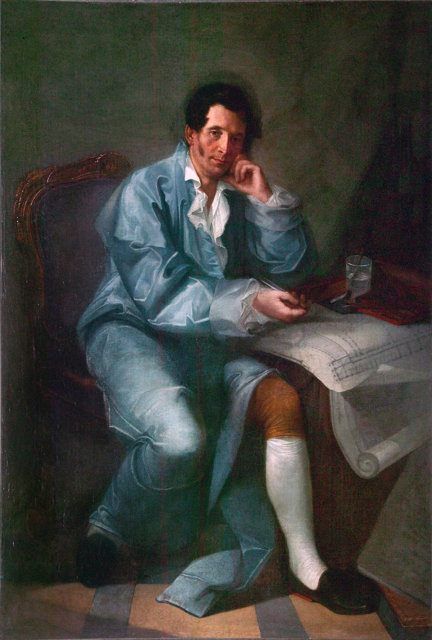 建筑师让-巴蒂斯特（Jean Baptiste）-瓦林-德拉莫特（1729-1800 年）的肖像--无名画作 - 圣彼得堡美术学院博物馆 作者 未知艺术家