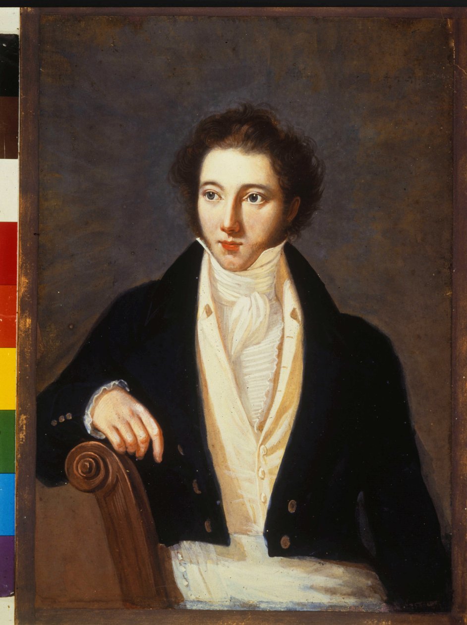 作曲家文森佐·贝里尼 (Vincenzo Bellini) (1801-1835) 的肖像。 无名画。 斯卡拉剧院博物馆。 米兰 作者 未知艺术家