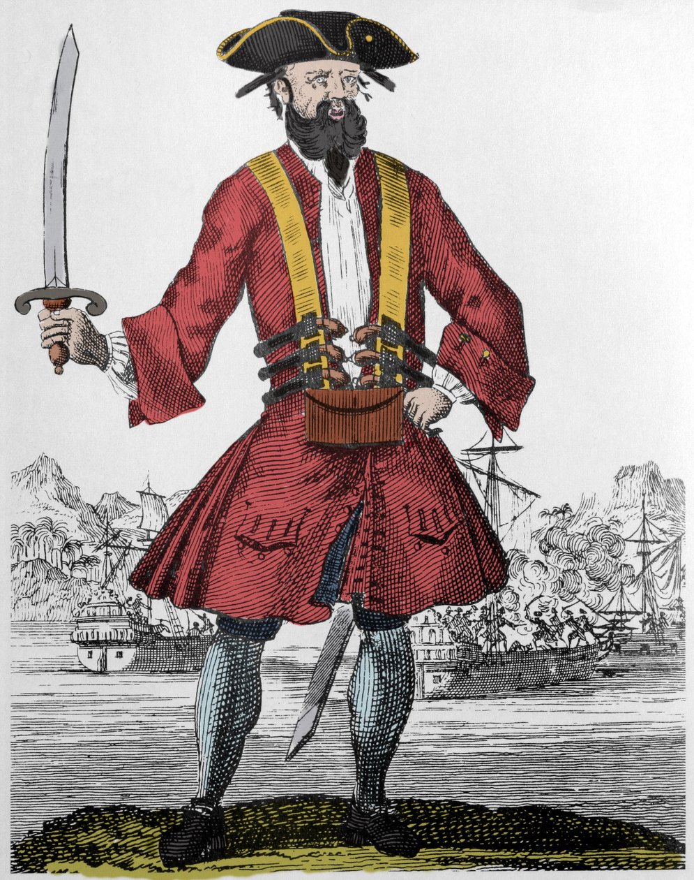 Portrait of the pirate Edward Teach dit Barbenoire (Blackbeard or Blackbeard 作者 未知艺术家