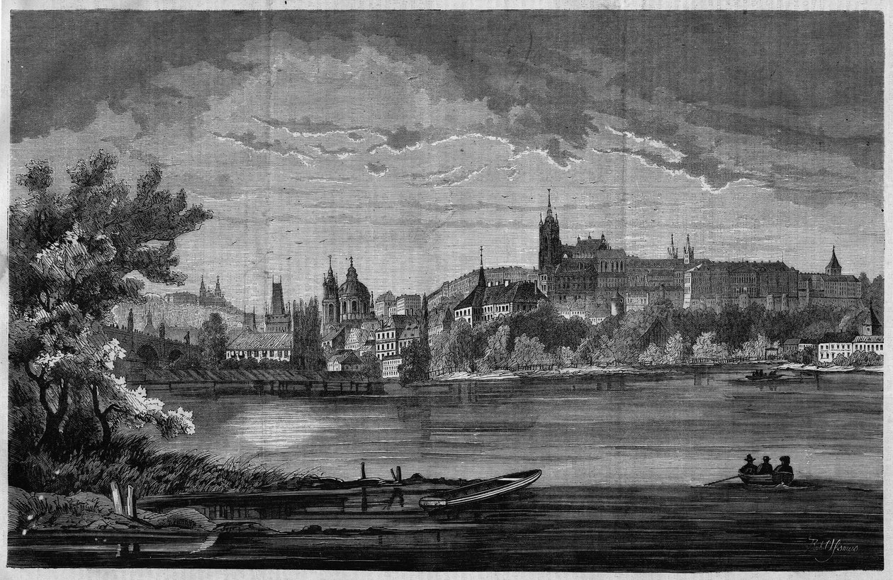 布拉格，Saint Nicholas de la Kleinseite教堂区和城堡区（Hradcany）的景色，其中包括王宫、3座教堂、一座修道院和Saint Guy