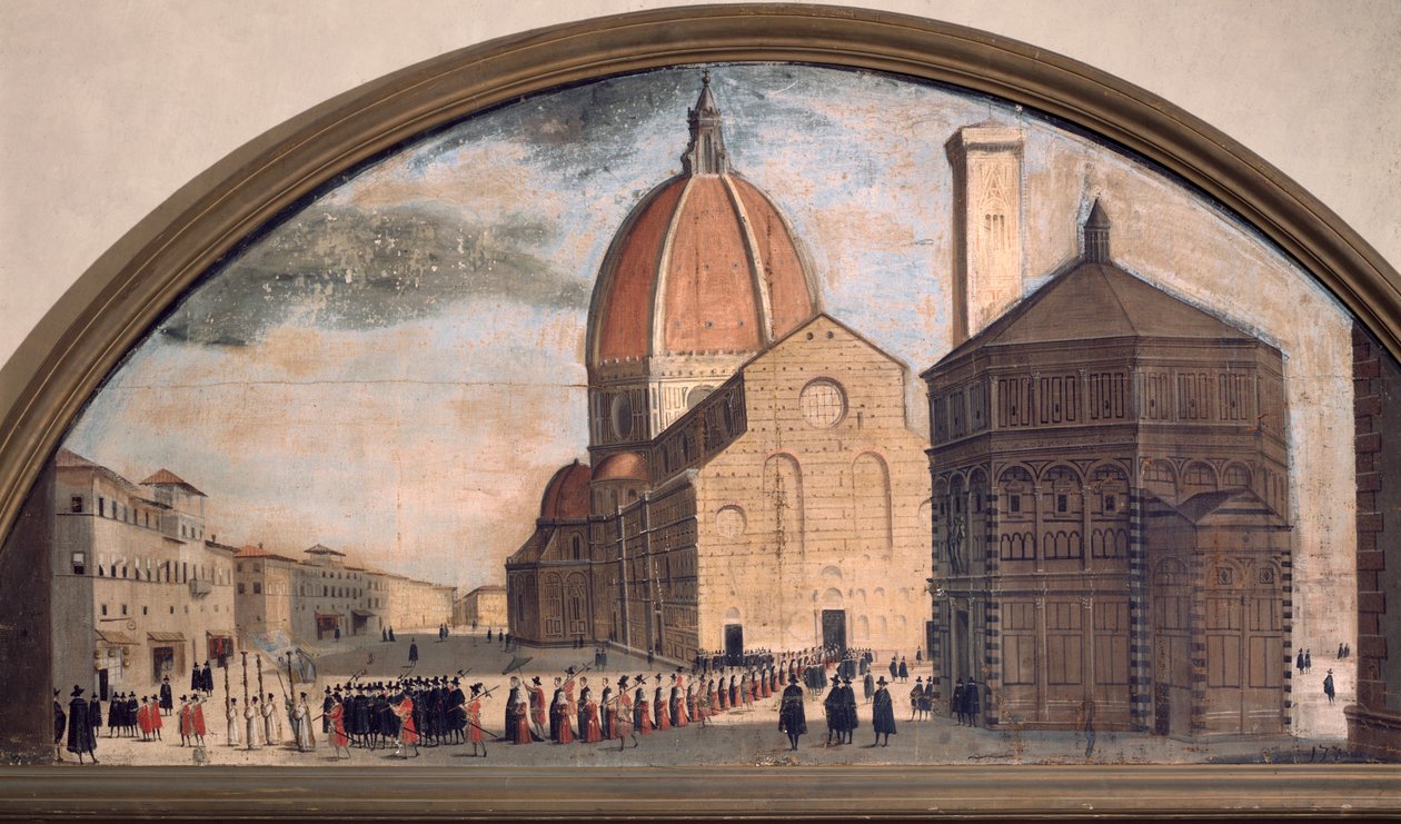 佛罗伦萨Santa maria del Fiore大教堂广场上的游行（绘画，约1650年 作者 未知艺术家