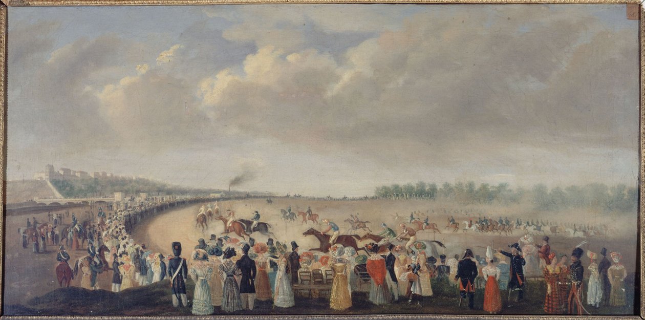 香榭丽舍大街赛马会，今第八区，约 1830 年，1801 年至 1900 年间（布面油画） 作者 未知艺术家