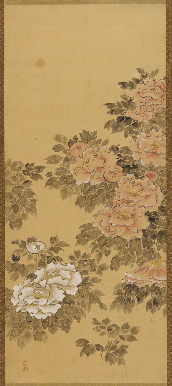 红白牡丹 作者 未知艺术家