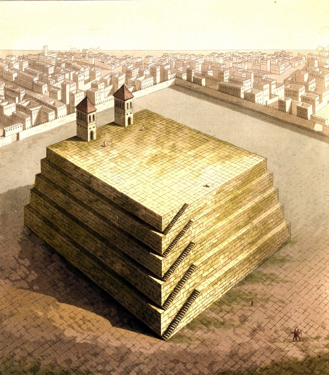 特诺奇蒂特兰 (Tenochtitlan) 的代表，前阿兹特克首都，在 1521 年被 Hernan（或 Hernando）Cortes 或 Fernand Cortez（1485-1547）击落。绘图。 18世纪。 作者 未知艺术家