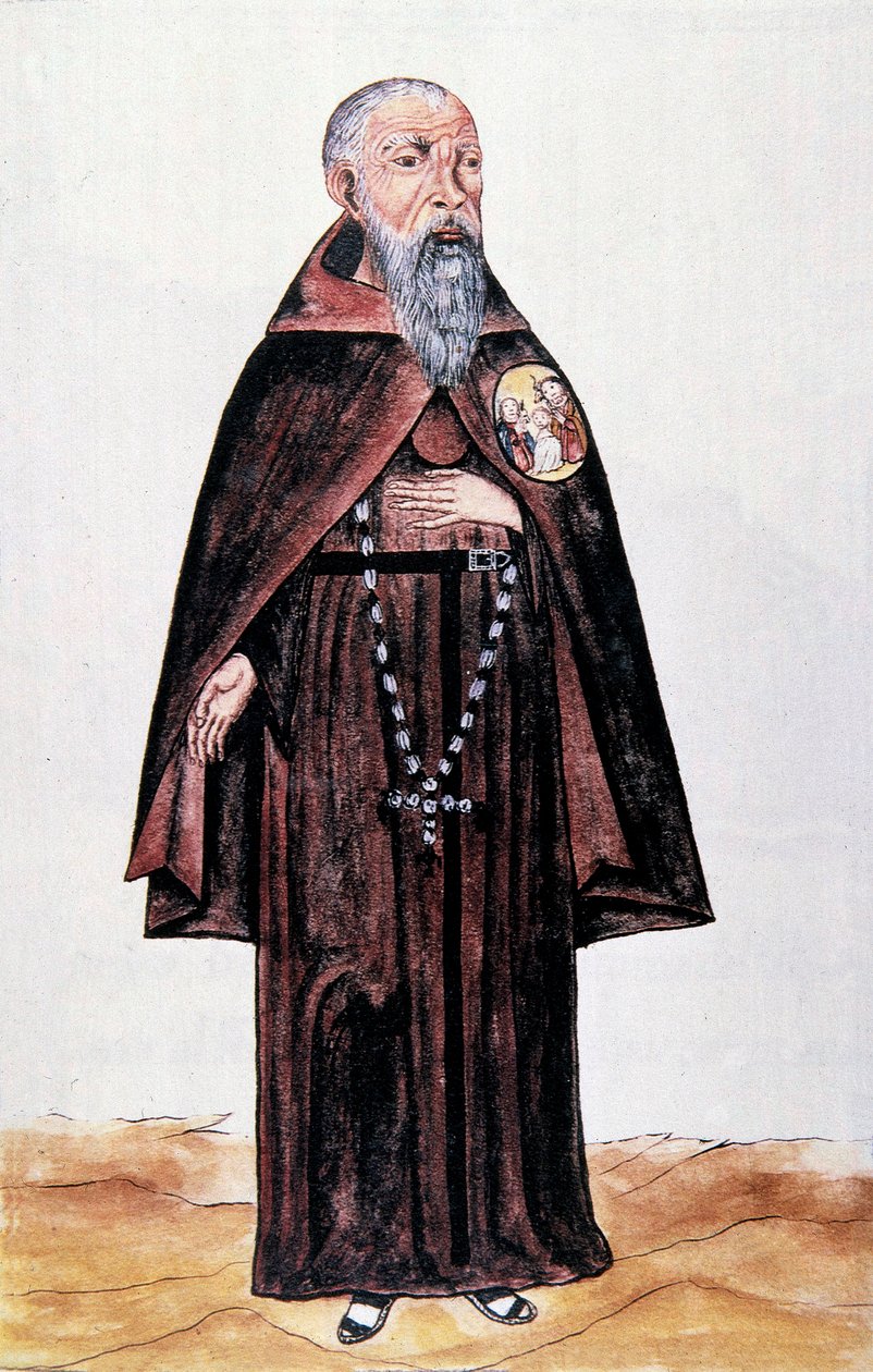 Representation of a monk of the Franciscan order, from "Trujillo del Peru" or "Códice Martínez Compañón", by Baltazar Martinez Compañón y Bujanda, bishop of Trujillo (1782-1785) 作者 未知艺术家