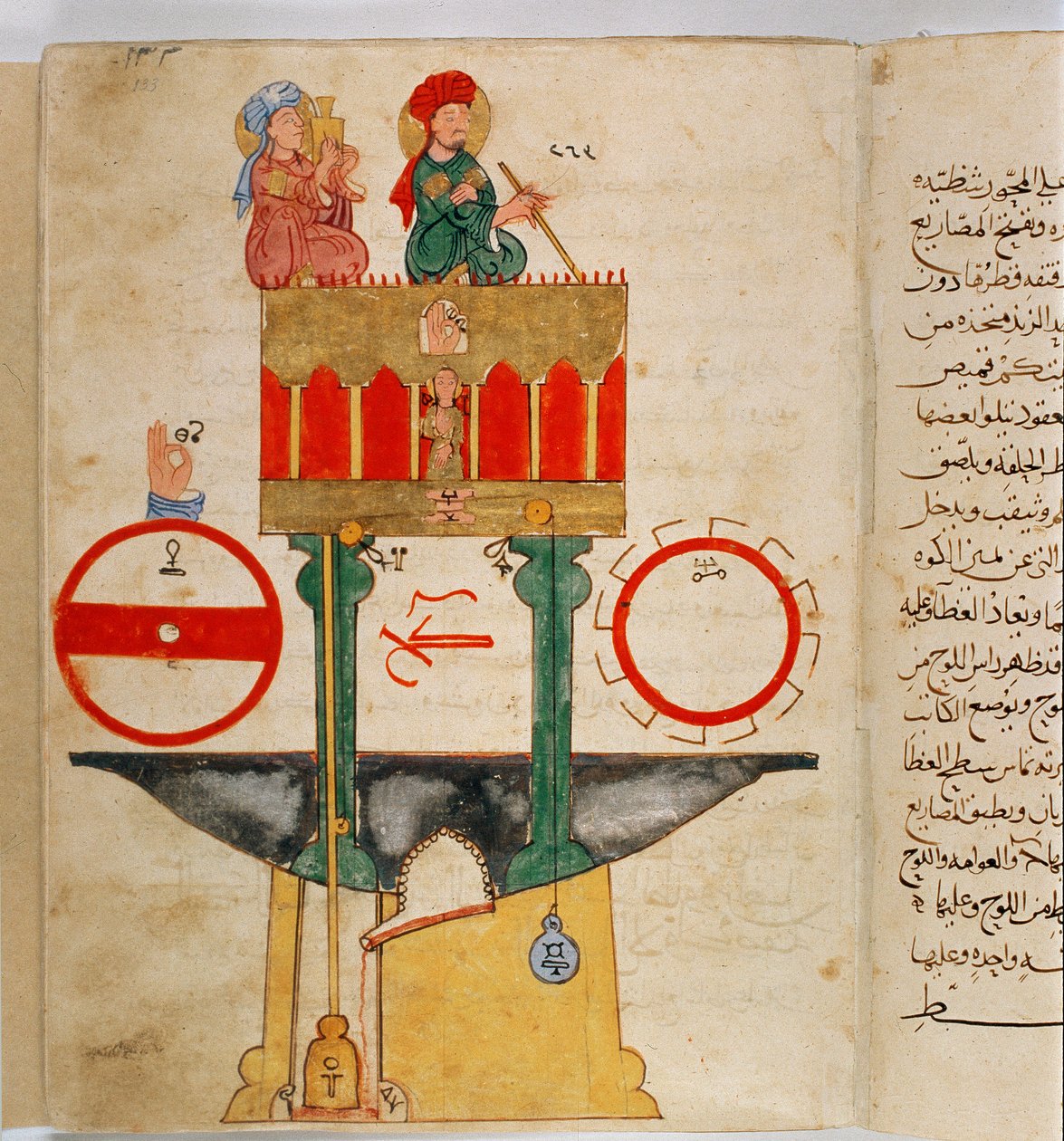 代表土耳其工程师 Ibn al-Rajjaj al-Jazari (Al Rajjaj Al Jazari) (1136-1206) 设计的测量血量的仪器 土耳其工程师 Ibn al-Rajjaj al-Jazari (Al Rajjaj Al Jazari) 设计的发明 (1136) -1206) 大约 1203. M 作者 未知艺术家
