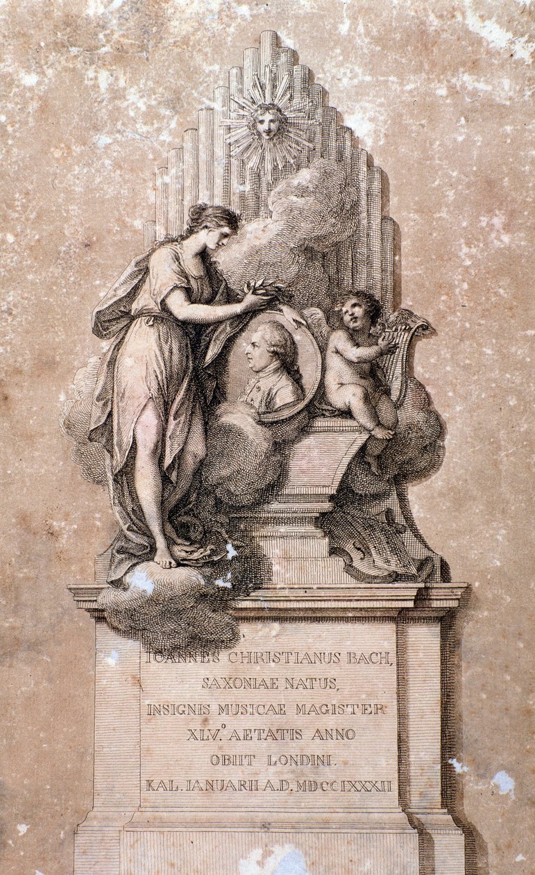Representation of german composer Johann Christian Bach (Engraving. 18th century) 作者 未知艺术家