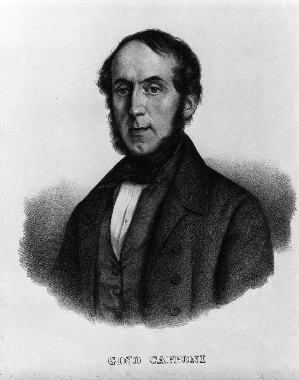 复兴运动：意大利作家和政治家吉诺-卡波尼（1792-1876）的肖像 19世纪的雕版画 作者 未知艺术家