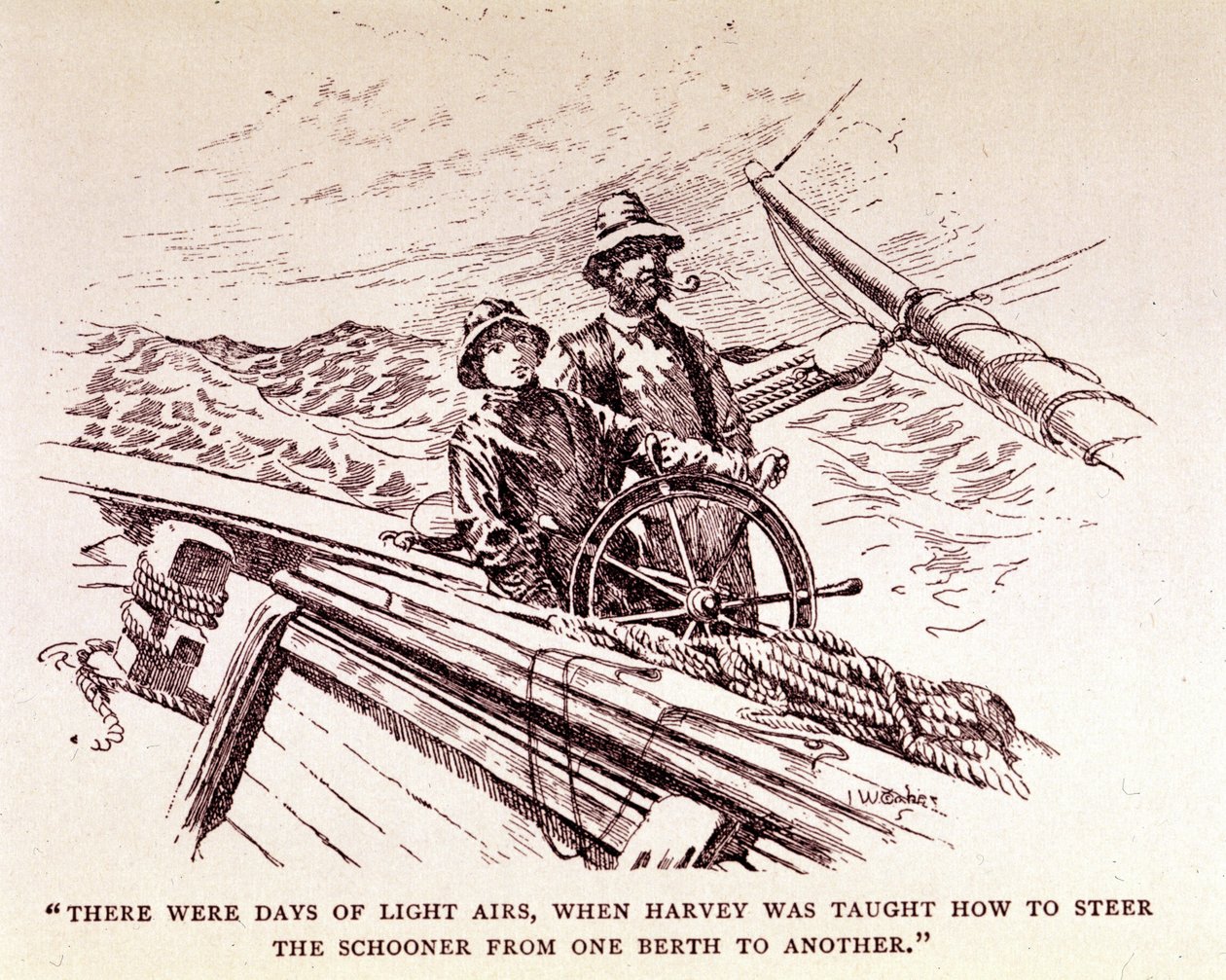 Rudyard Kipling: “Captains courageous”, New York 1899 (engraving) 作者 未知艺术家
