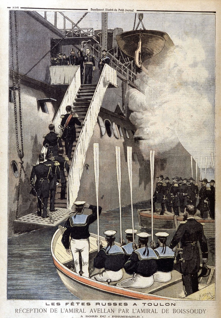 土伦的俄罗斯庆祝活动：10 月 21 日的“The Petity Journal”中，Admiral de Boissoudy 在 Formidable 上接受了 Admiral Avellan 的招待会 作者 未知艺术家