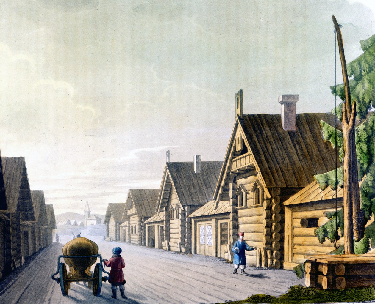 Russian village in the 18th century. 作者 未知艺术家