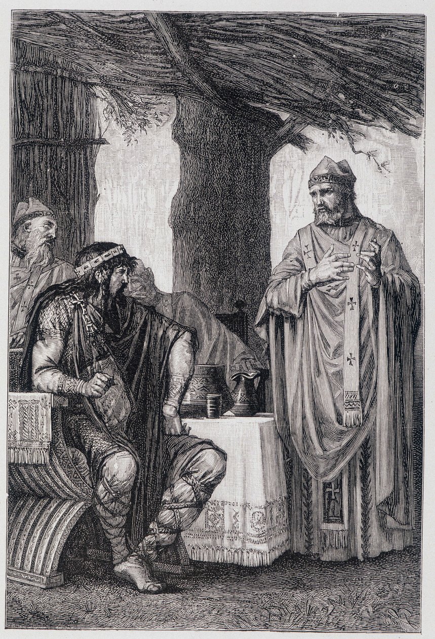 Saint Gregoire of Tours (538-594) opposing Chilperic I (539-584) King of Neustria. 作者 未知艺术家