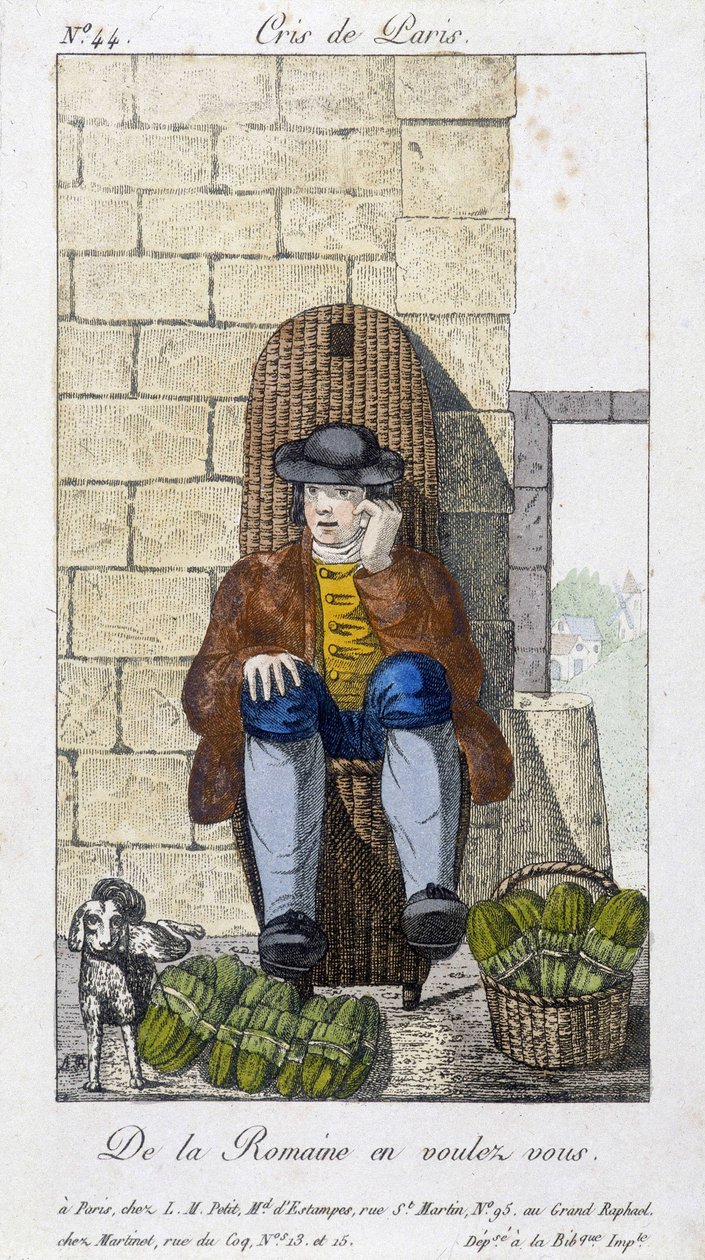 Salad salesman - in “” Cris de Paris””, deb. 19th century 作者 未知艺术家