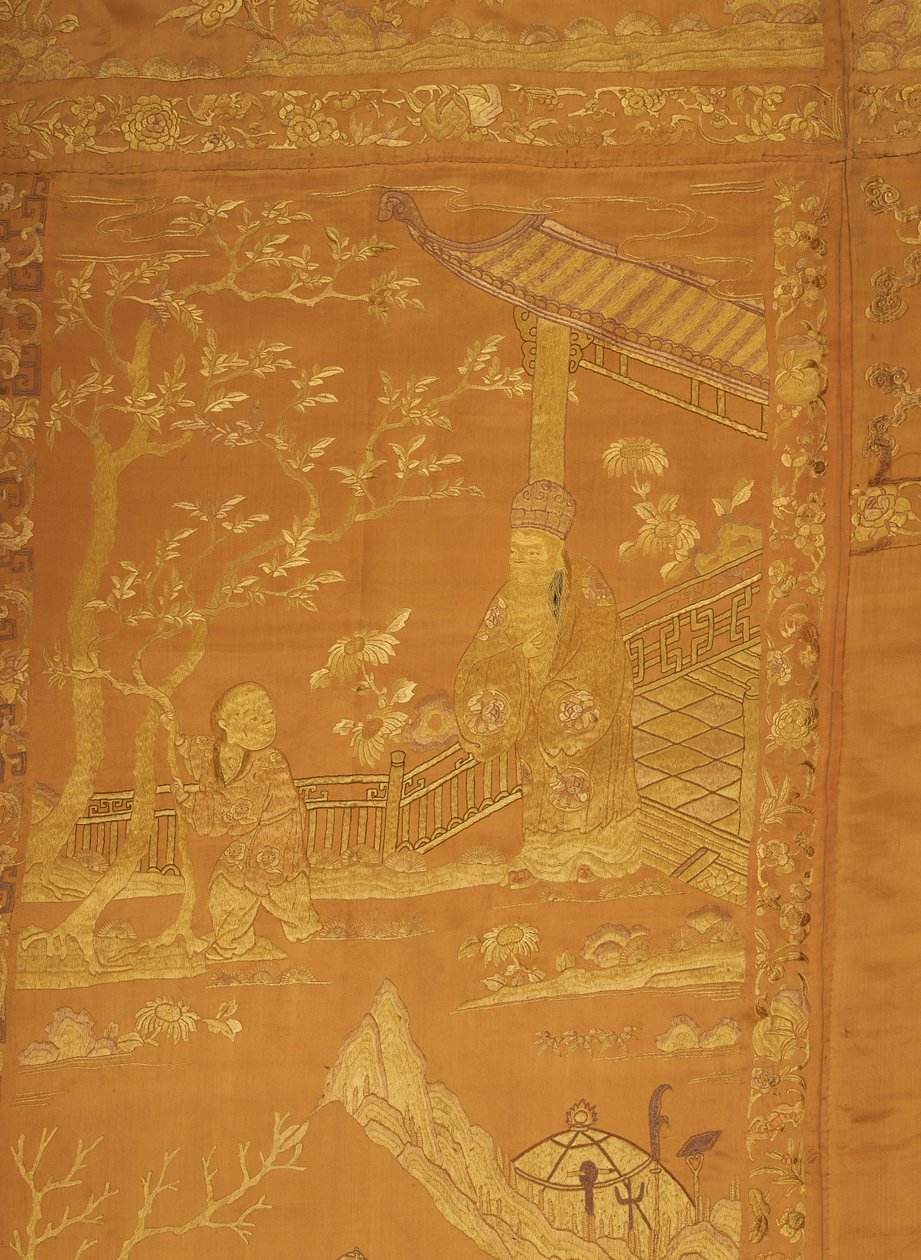 绸缎，绣花。 作者 未知艺术家